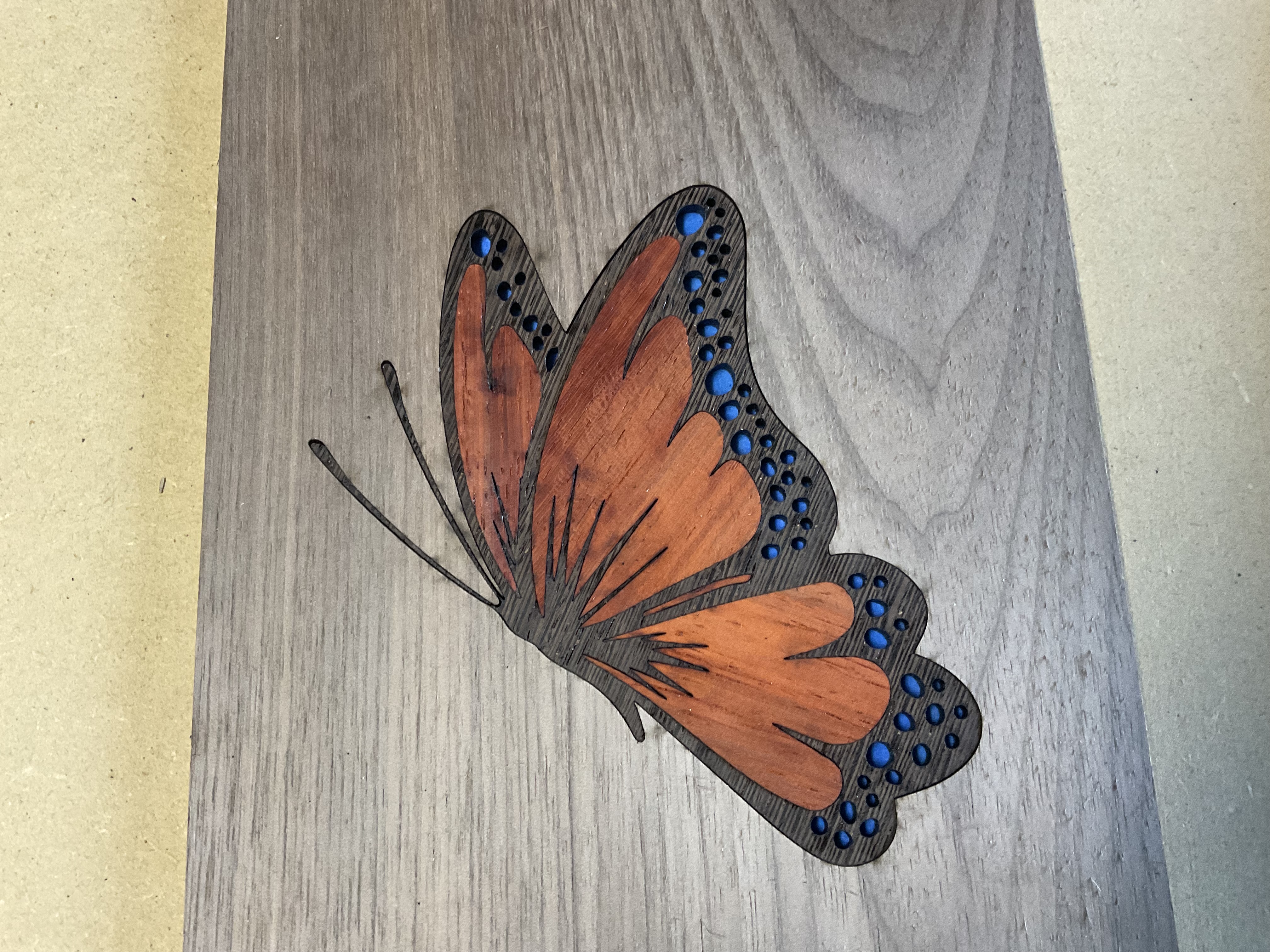 Wenge butterfly body pieces cut for the inlay
